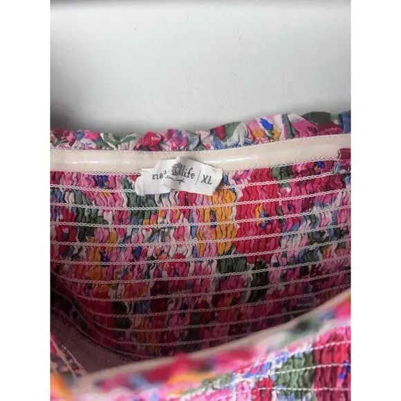 Natural Life Flora Convertible Maxi Skirt Dress Floral XL Ruffle Hem Pink Boho - Picture 5 of 13